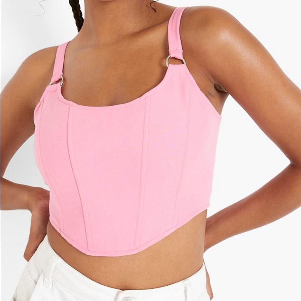 Boohoo pink corset crop top. Size US 8. Brand new